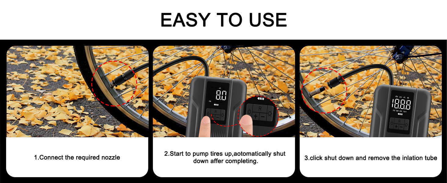Tire Inflator Portable Air Compressor Portable Pump for Car Tires Inflator 150 PSI &amp;amp; 5000mAh Battery