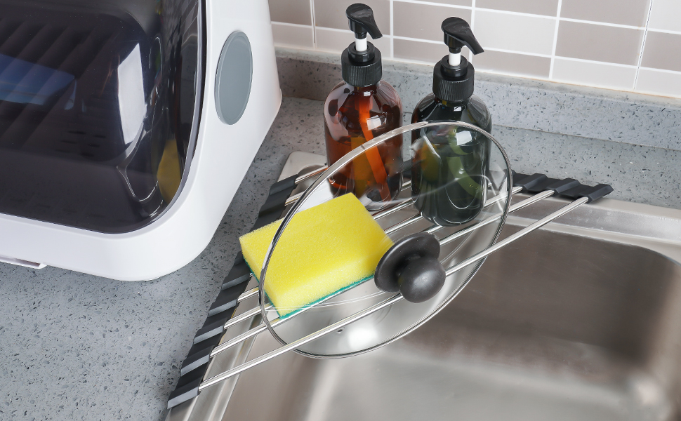 Roll Up Dish Drying Rack, Tomorotec Over The Sink Dish Drying Rack Portable Stainless Steel Rolling 
