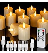 Homemory Rechargeable Flameless Candles with Timer Remote, 2" x 2" Realistic Battery Operated LED...