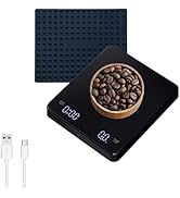 Vezyturly Digital Coffee Scale with Timer, 3KG/0.1g(ml/oz) High Precision, Auto Tare Function,USB...