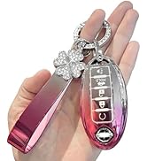 PIFOOG Pink Gradient Key Fob Cover Car Key Shell (for Nisan-B 5 Buttons)
