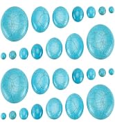 PH PandaHall 84pcs Synthetic Turquoise Stone Cabochons, 7 Sizes Flat Oval Cabochons Blue Texture ...