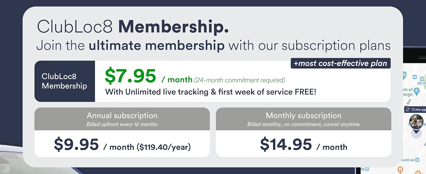 myloc8 clubloc8 subscription membership plan with unlimited live gps tracking 