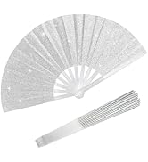 EOSAU Large Glitter Folding Hand Fans for Women Foldable Handheld Clack Fans for line Dancing, We...