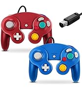 Gamecube Controller, Fiotok Classic Wired Controller for Wii Nintendo Gamecube (Blue &amp; Red-2Pack)