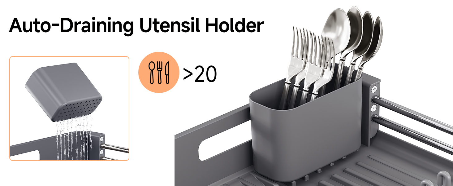 Expandable Dish Drying Rack for Kitchen Counter, Extendable Dish Rack with Drainboard