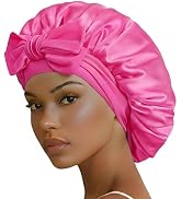 Silk Bonnet for Sleeping Satin Hair Bonnet Double Layer Adjustable Sleep Cap with Elastic Tie Band