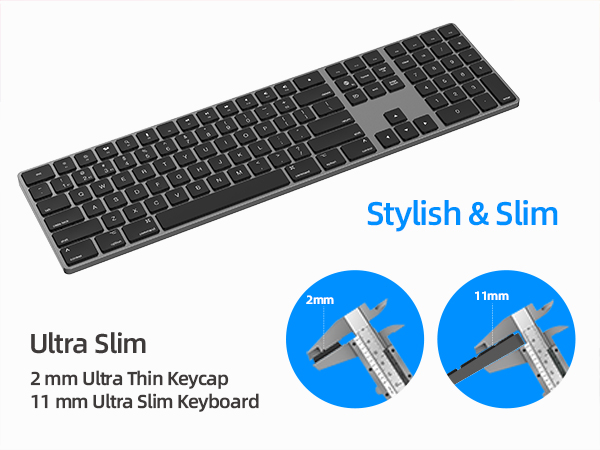 Bluetooth Slim Keyboard for Mac Low-Profile Silent Flat Key Apple iMac, MacBook, Mac