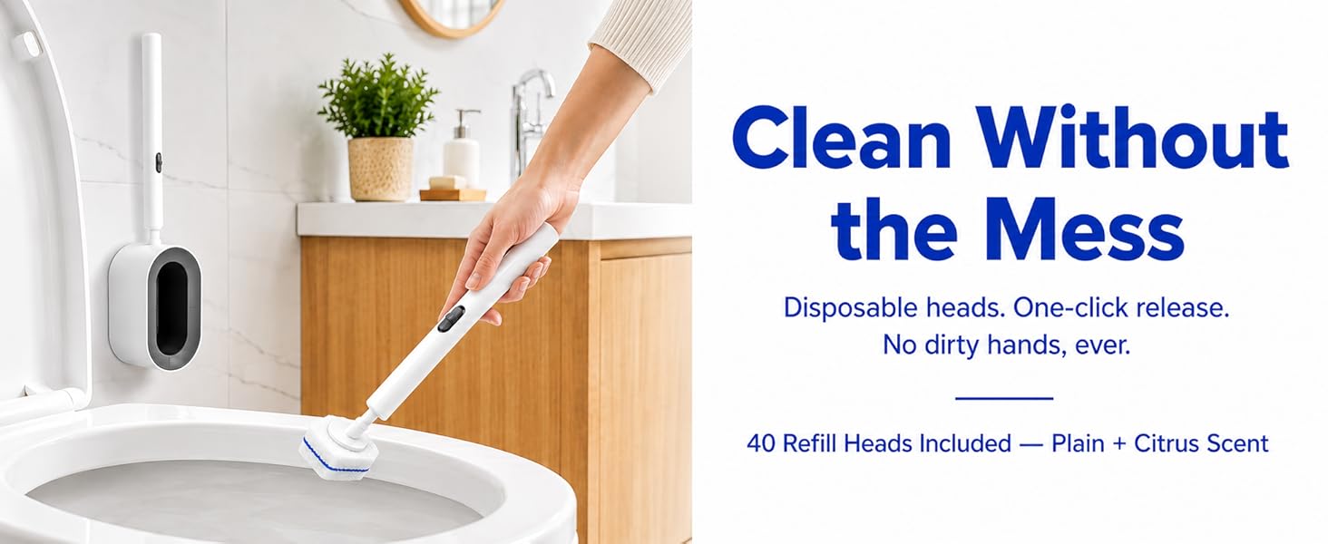 Disposable Toilet Brush Holder Set Brush Head