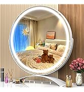 Gvnkvn Vanity Mirror with Lights, 18" Lighted Makeup Mirror Oval Mirror,LED Makeup Mirror with 3 ...