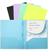 NAFY Project Folders with 2 Pockets,Plastic File Folders 5 Packs 5 Colors with 3 Fasteners A4 Let...