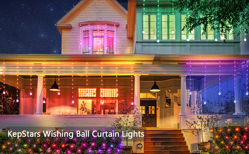 Wishing Ball Curtain Lights Christmas RGB LED fairy bedroom indoor outdoor backdrop wall decoration