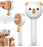 Pet Steam Brush for Dogs &amp; Cats, Brushes for Indoor Cats with Release Button, Dual Speed Spray US...