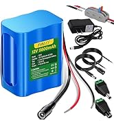 Mspalocell 12V Rechargeable Lithium battery 5600 mAh with Charger Bare Leads Wire Compatible with...