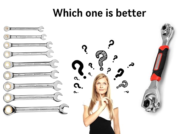 Universal Wrench 8 in 1 Socket Wrench Multi-function Wrench Tool