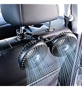ELOHEI Backseat Car Fan,12V Quiet 3 Speed 360° Rotate Dual Head Usb Car Fans Strong Wind Power fo...