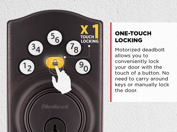 Kwikset powerbolt 240 one touch locking motorized deadbolt lock button press no keys convenient