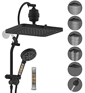 Hibbent 5-spray Dual Filtered Rainfall Shower Head Combo, High Pressure 13'' Showerhead with 10 S...