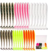 Vhxmaizxn 30pcs Soft Plastic Fishing Lures Paddle Tail Swimbaits Soft Baits Lure for Bass Crappie...