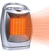 Brightown Portable Ceramic Space Heater 1500W/750W, 2 in 1 Oscillating Electric Room Heater with ...