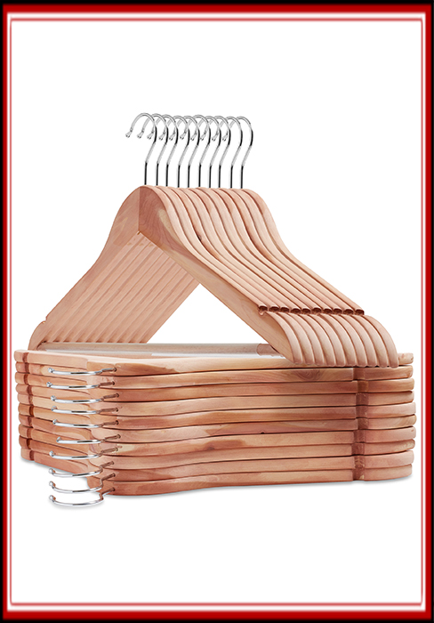 Casafield Cedar Suite Hangers, Set of 20 Cedar Hangers, Red Cedar Scented Wood Hangers for Clothes