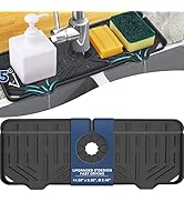 Silicone Faucet Handle Drip Catcher Tray Mat, Silicone Faucet Mat, Dish Soap Sponge Holder for Ki...