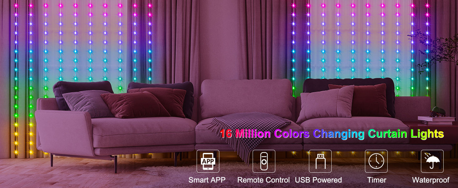 smart lights curtain fairy curtain lights curtain string lights color changing curtain lights