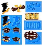 Whaline 4 Pack Graduation Mini Fondant Molds Silicone Graduation Cap Diploma Mould Congrats Grad ...