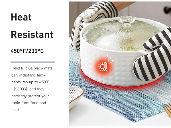 HeloHo Placemats Set of 4,Vinyl Table Place Mats Stain Resistant Foldable Placemats