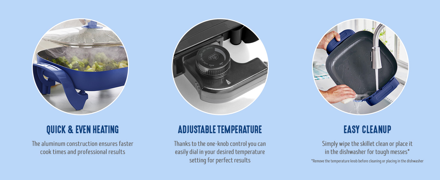 GreenLife, Ceramic Nonstick, PFAS-Free, Non-Toxic, Electric Skillet, Electrics