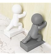 Cute Door Stopper, 2 Pack Buddy Door Stop, Flexible and Effective to Keep Your Door Open (White a...