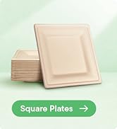 Square Paper Plates [50-Pack] - {PFAS-Free} - {BPI Certified} - [6 Inch] Heavy D...