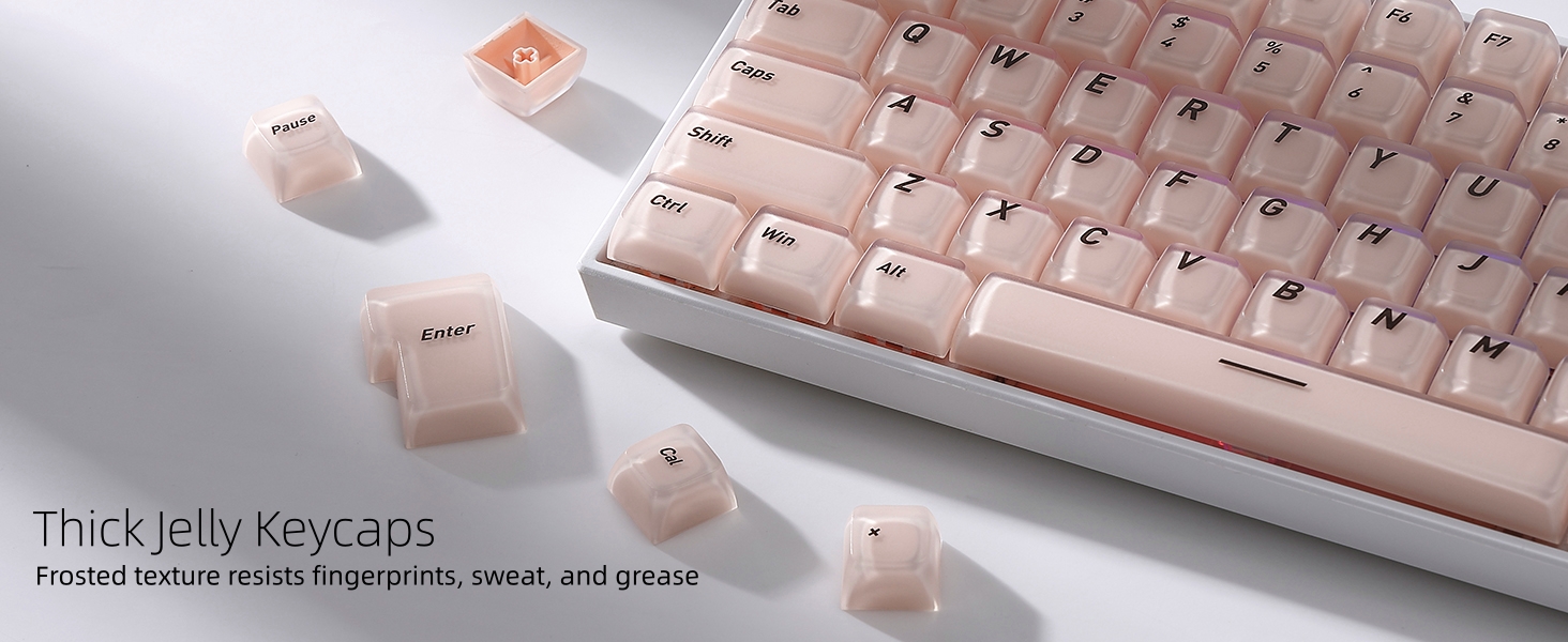 Womier pbt Jelly Keycaps Frosted, Foundation Shine Through Keycaps for Mechanical Keyboards