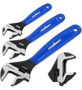 HORUSDY 3-piece Adjustable Wrench Set, Wide Jaw Black Oxide Wrench, Metric &amp; SAE Scales, Cr-V Ste...