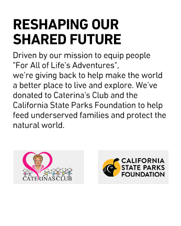 Charitable initiative announcement with logos for Caterina's Club and California State Parks Foundation, describing support for underserved families and environmental protection.