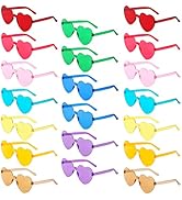 YWL 20 Pairs Heart Shaped Sunglasses Bulk, Colorful Rimless Fun Heart Sunglasses for Women Party ...