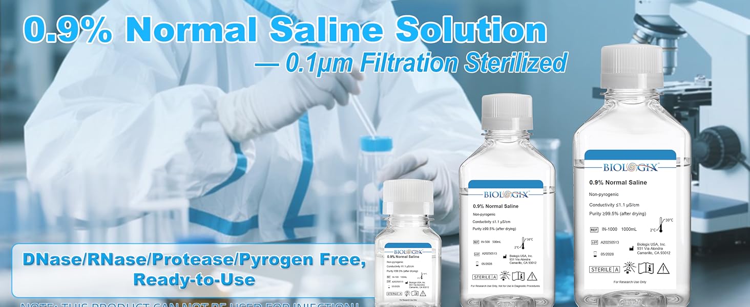 0.9% Normal Saline Solution, 1000ml 0.1um Filtration Sterilized SPSS Buffer