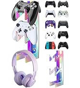 NiHome Iridescent Acrylic Universal Game Controller &amp; Headphone Wall Hanger Stand, Compatible wit...