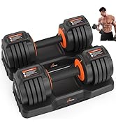 Adjustable Dumbbells Set of 2: Sportneer 5 in 1 Free Weights Dumbbells Set, Each 25 lbs Fast Adju...