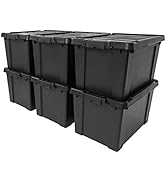 IRIS USA 20 Gallon Lockable Storage Bins with Lids, 6 Pack - Made in USA, Heavy Duty, Stackable C...
