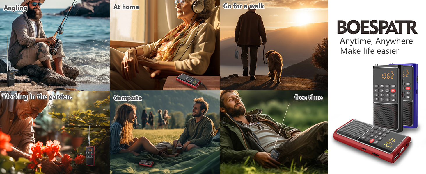 Portable small FM radio for home and outdoor use