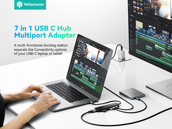 USB-C Hub 7 Ports with SD Card Reader