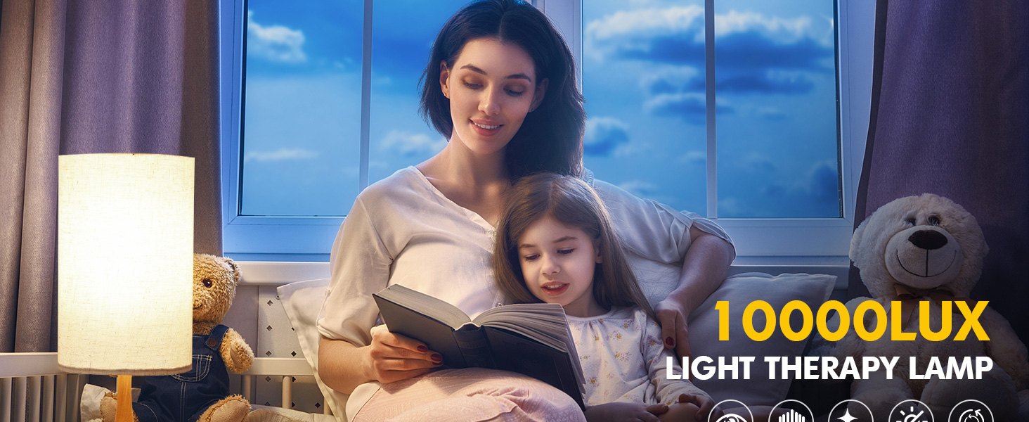 10000LUX light therapy lamp with 4 brightness level and 3 color temperature