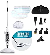 Steam and Go Supra Pro Multi-Surface Steam Mop - 90° Bendable Handle for Under Furniture, Detacha...