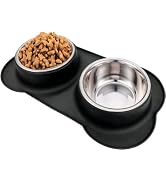 AsFrost Dog Food Bowls Stainless Steel Dog Bowls, Dog Food and Water Bowl Set with No Spill Non-S...