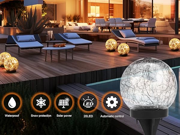 Solar Globe Lights Outdoor Waterproof