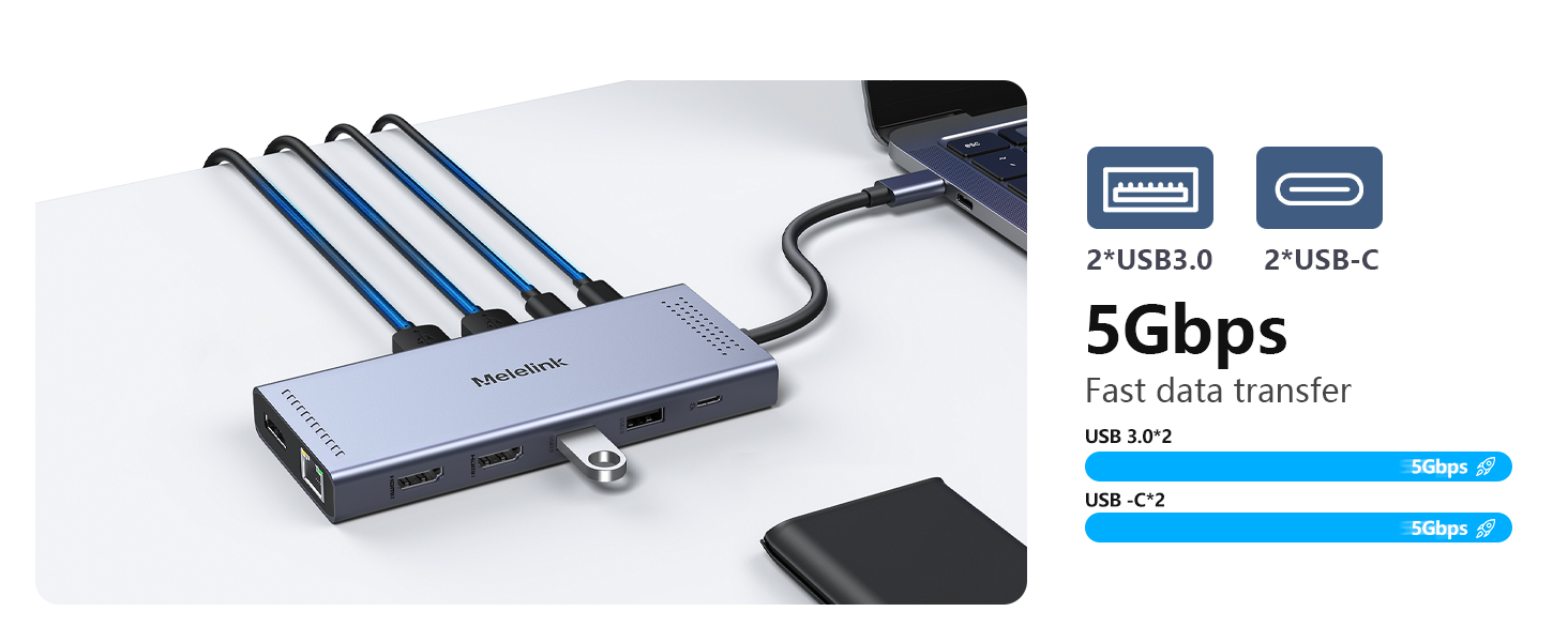 Docking station usb c hub 100W Power Delivery ethernet displayport