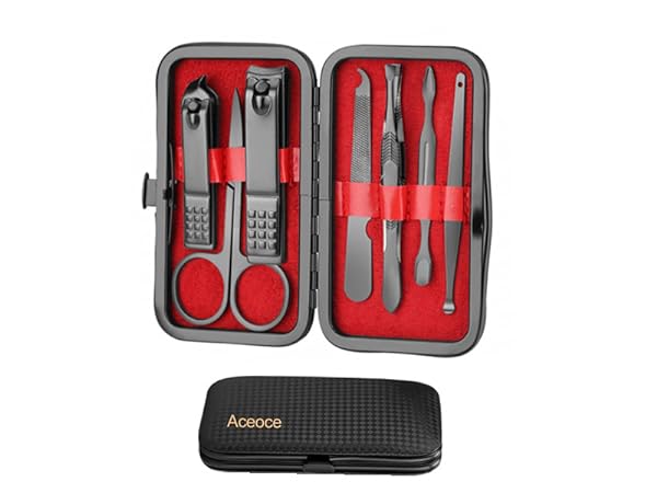 Travel Manicure Set Men Black and Red