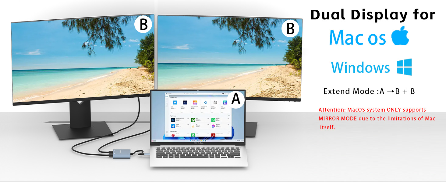 USB C to Dual HDMI Adapter