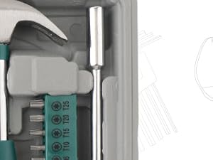 Hi-Spec 13pc Green Small Compact Hand Tool Kit Set